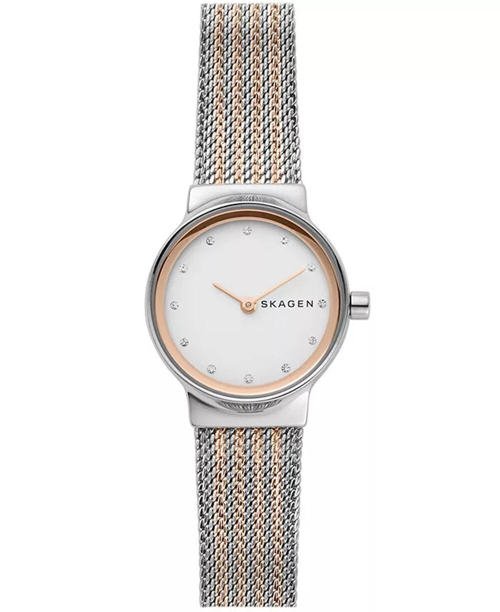 Skagen Denmark Women Watch Silver Mesh Bracelet Crystal Hour Markers Silver